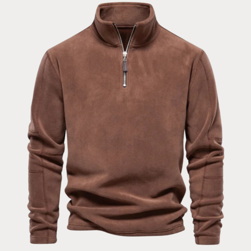 Herren Fleece-Pullover Mit Halbem Reißverschluss