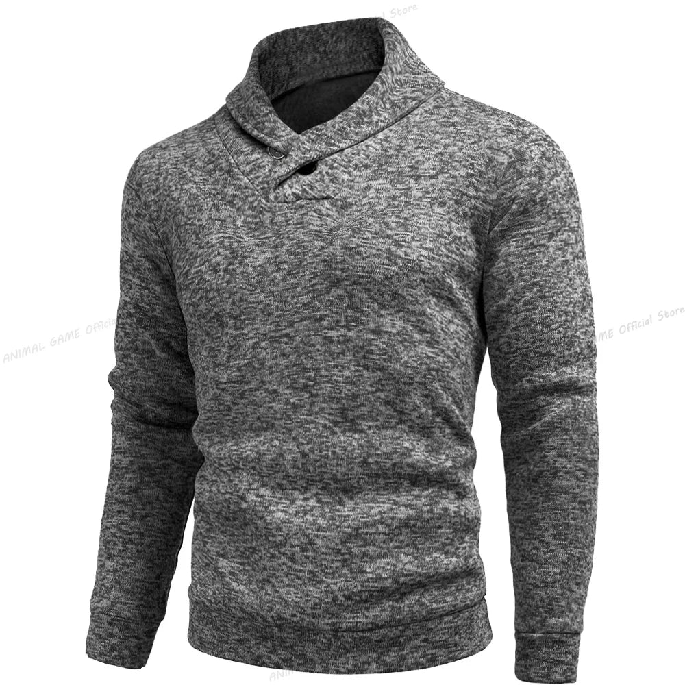 Herrenpullover aus merinowolle mit hohem kragen