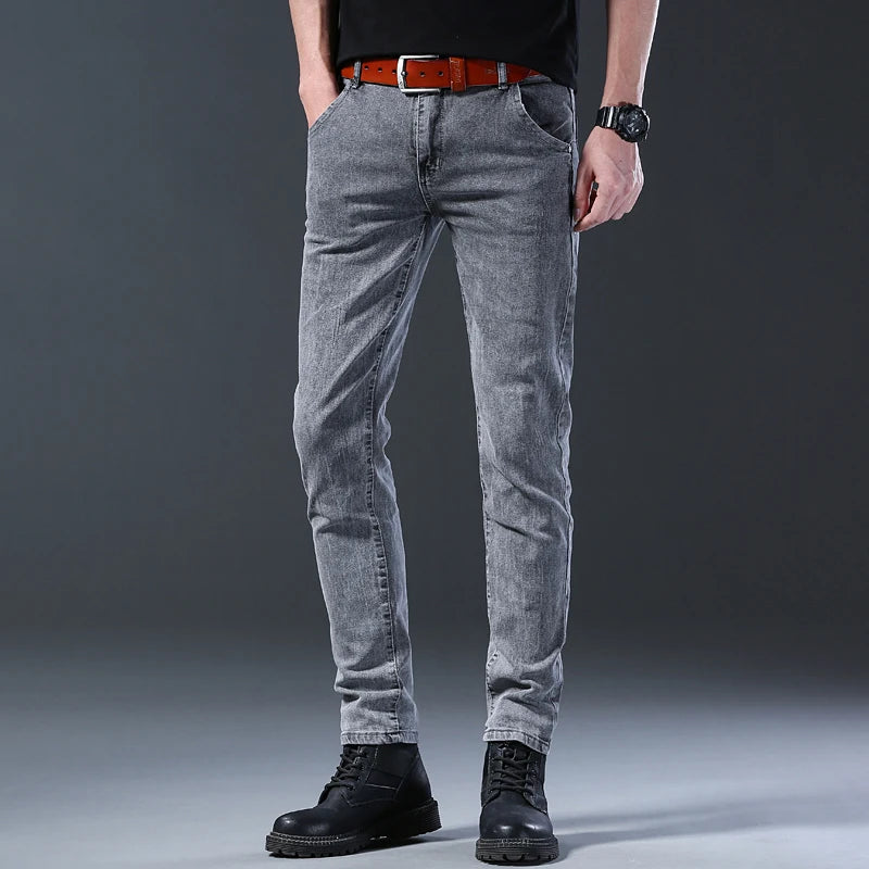 Herren schmale passform grau denim jeans