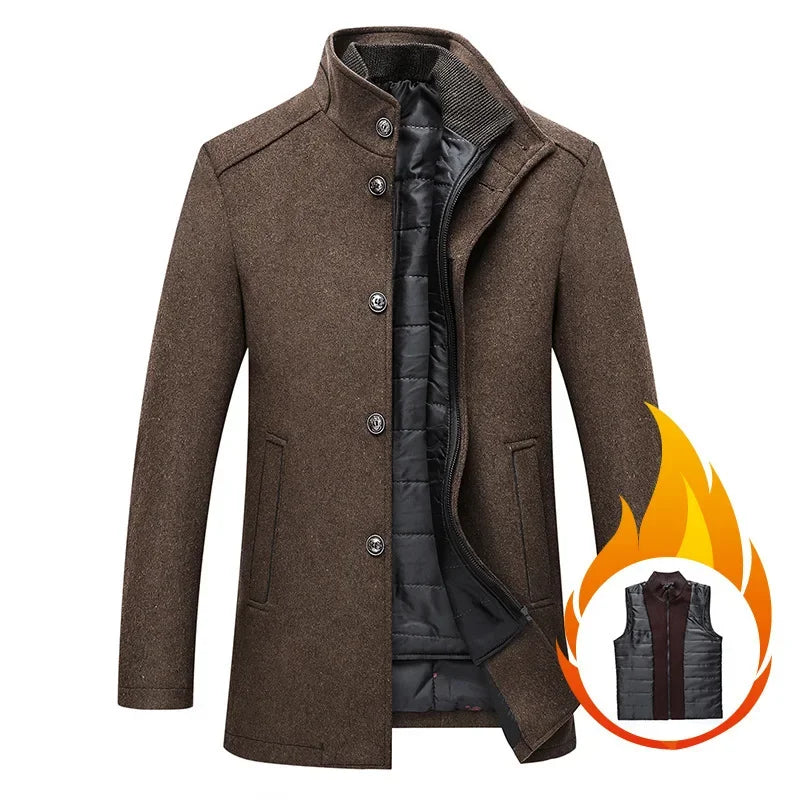 Herren Wollmantel mit Warmer Innenweste