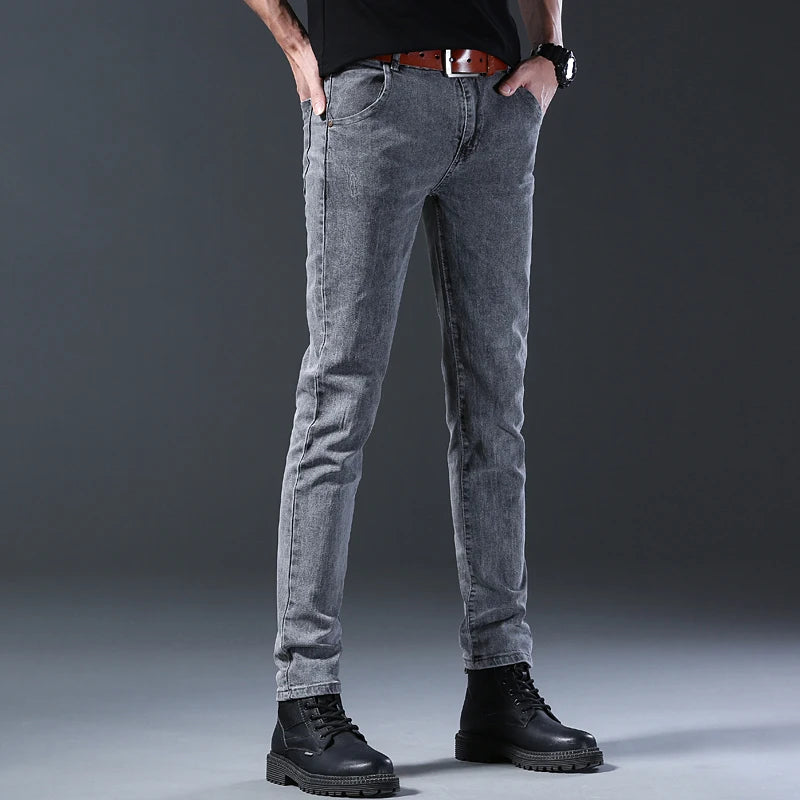 Herren schmale passform grau denim jeans