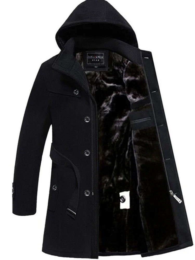 Herren winterjacke mit kunstpelzfutter und kapuze