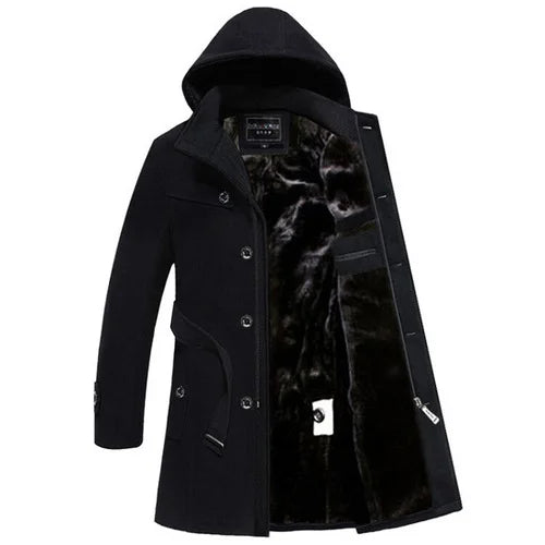 Herren winterjacke mit kunstpelzfutter und kapuze