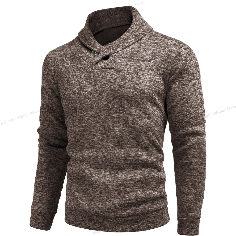 Herrenpullover aus merinowolle mit hohem kragen