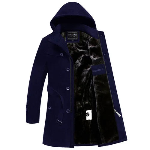 Herren winterjacke mit kunstpelzfutter und kapuze