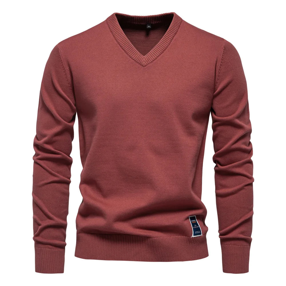 Herren pullover mit v-ausschnitt aus merinowolle