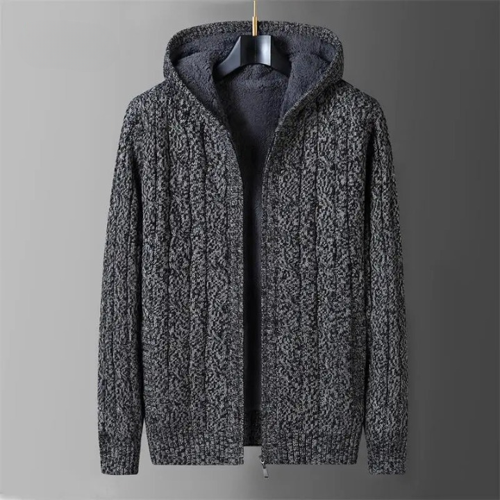 Herren Kasjmier Strickjacke mit Fleece-Futter