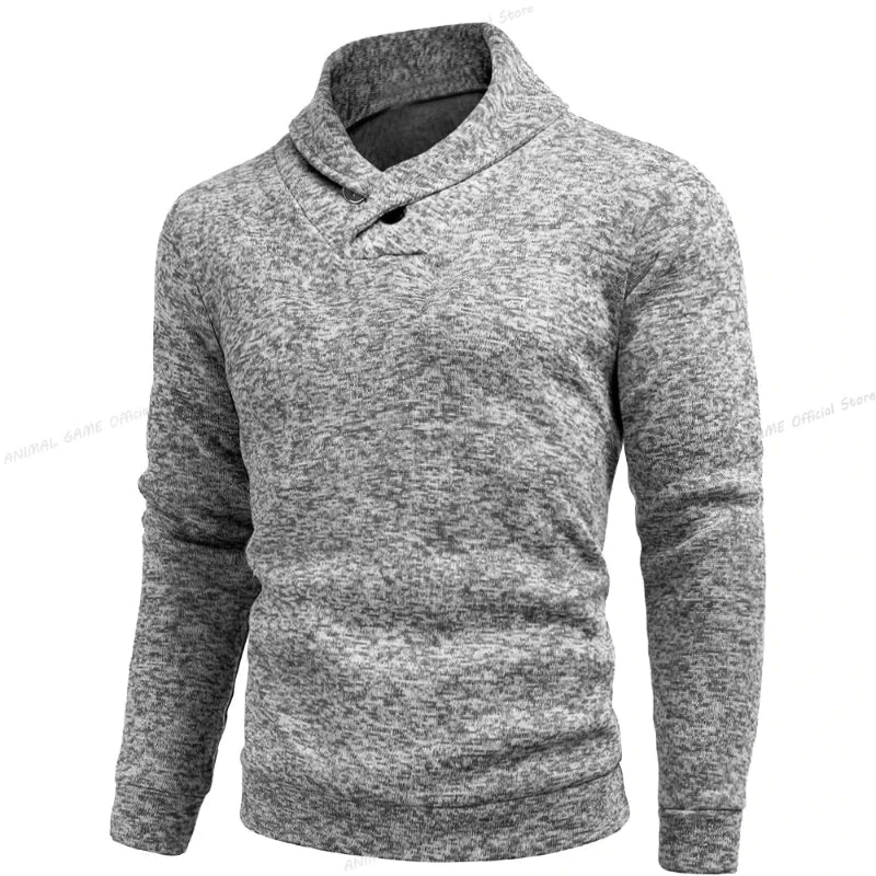 Herrenpullover aus merinowolle mit hohem kragen