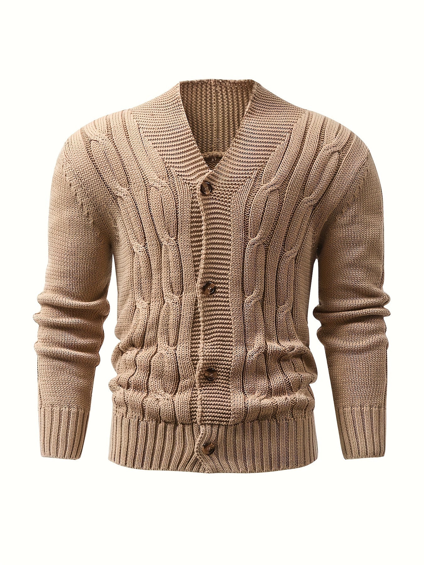 Herren Einfarbige Strickjacke aus Rippenstrick