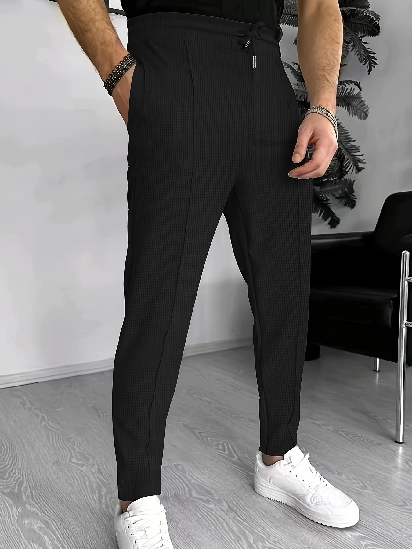 Herren Stretch Hose mit Waffelmuster