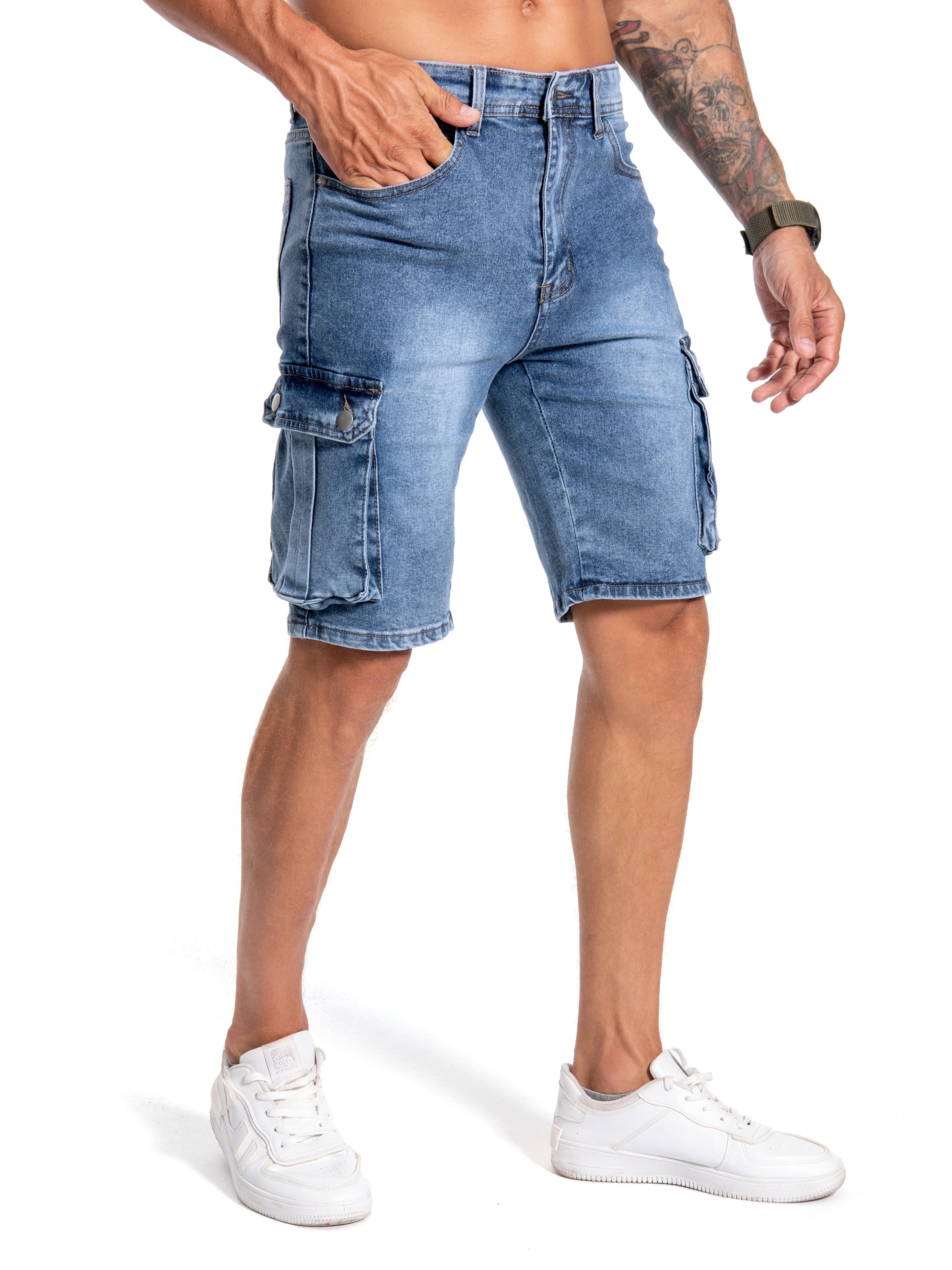 Herren cargo denim shorts