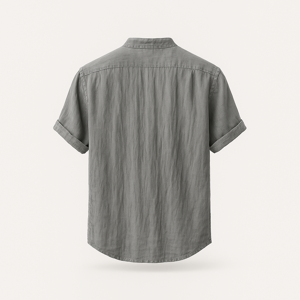 Herren Sommer Henley Shirt - Atmungsaktives Leinen