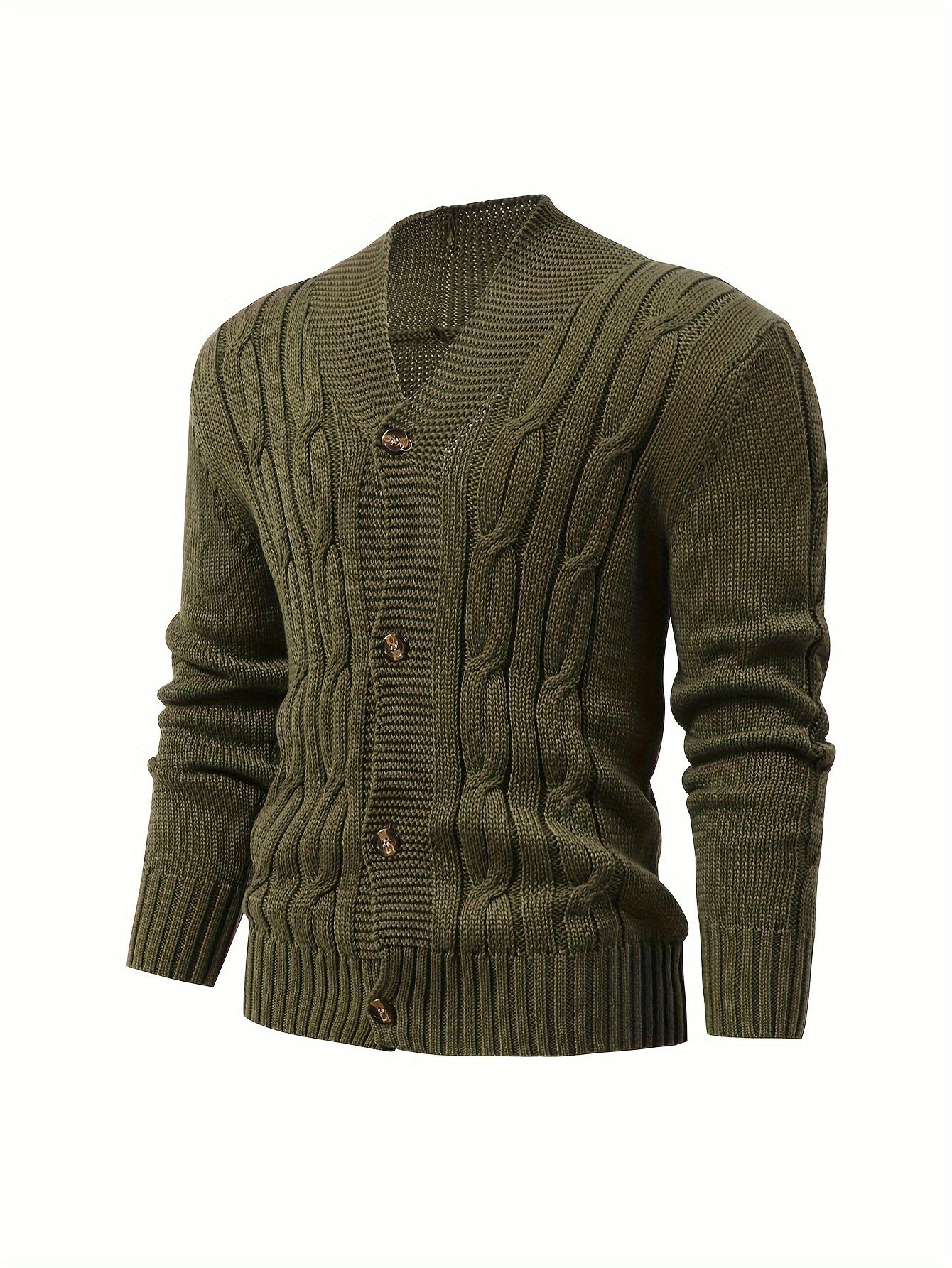 Herren Einfarbige Strickjacke aus Rippenstrick