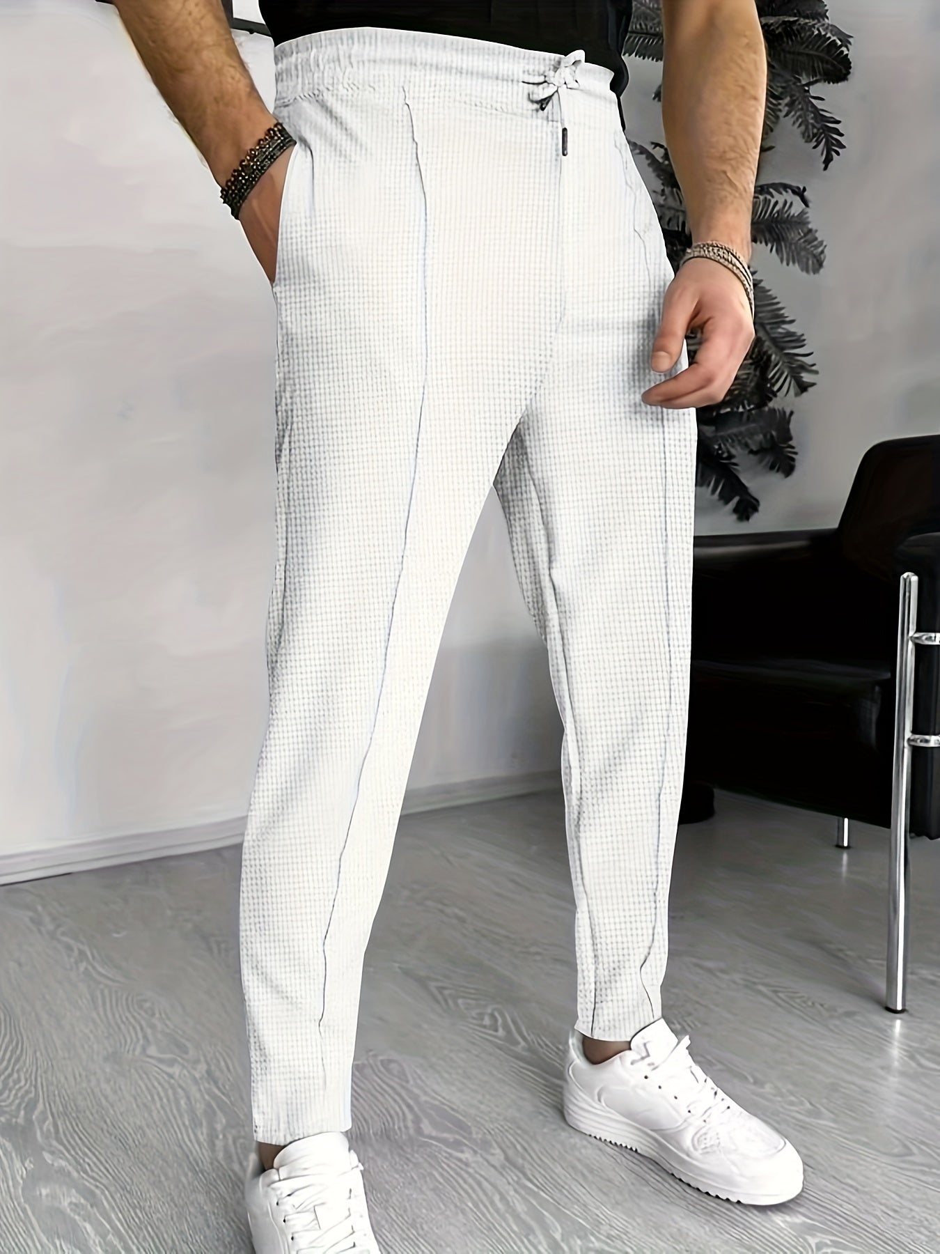 Herren Stretch Hose mit Waffelmuster