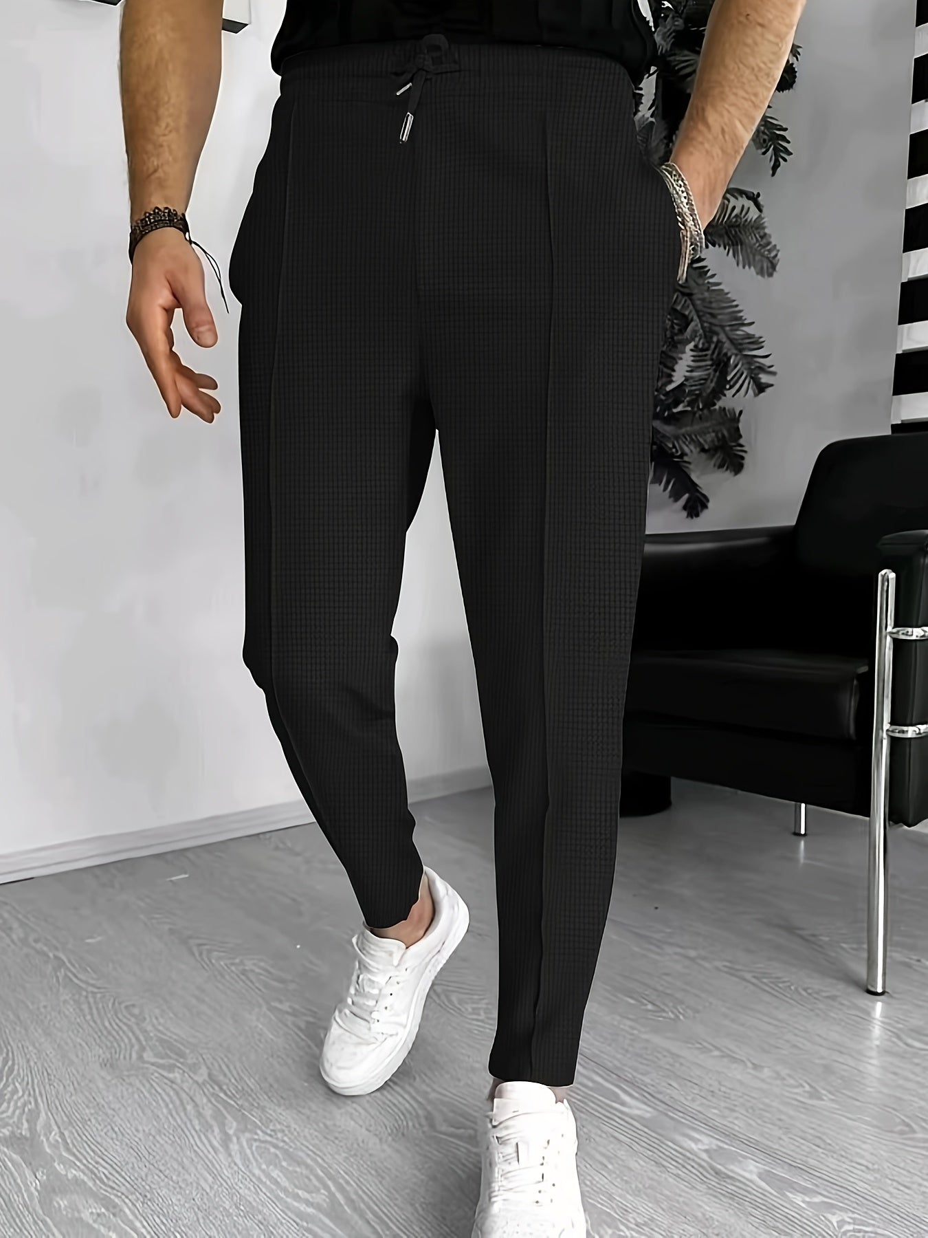 Herren Stretch Hose mit Waffelmuster