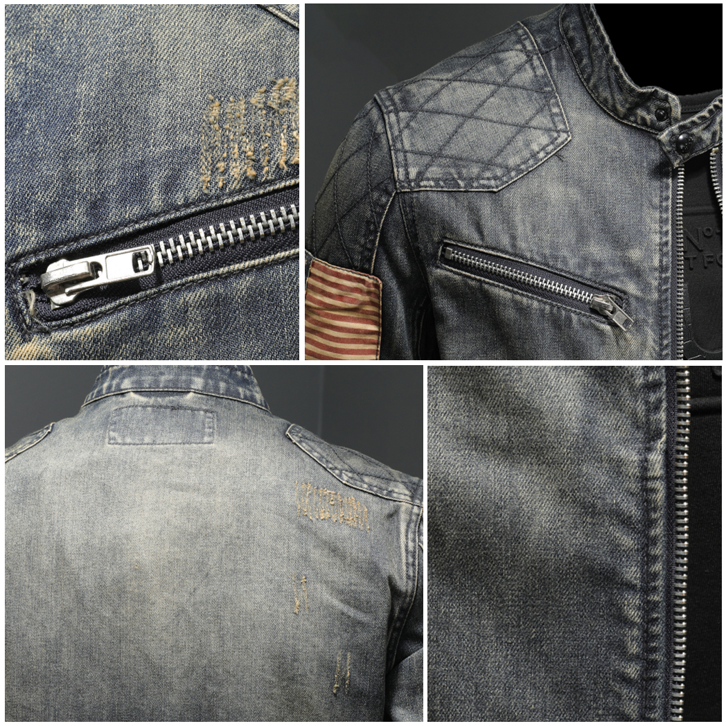 Herren Jeansjacke mit Biker-Stil