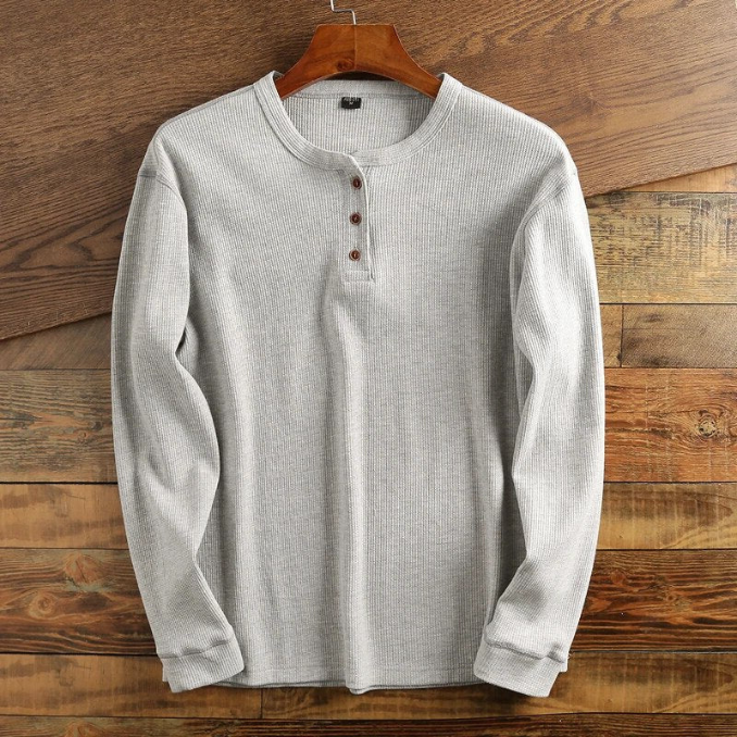 Herren waffel henley pullover