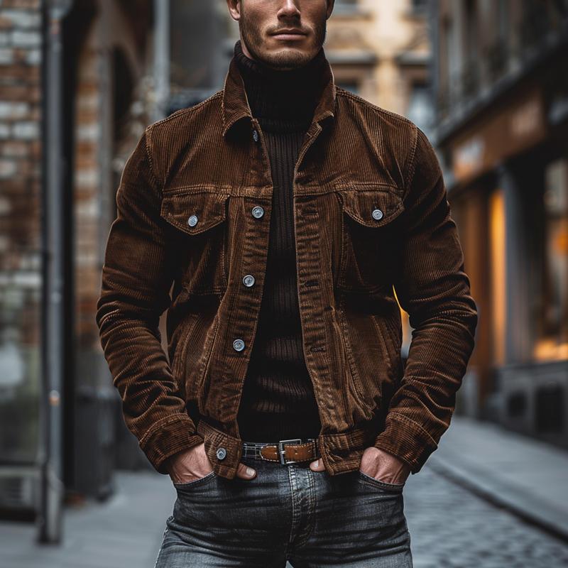 Herren Jacke mit Vintage-Korddesign