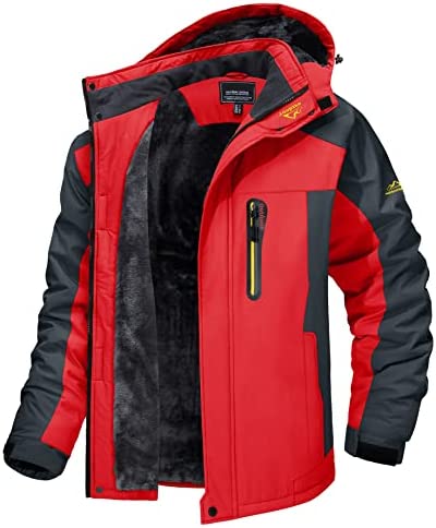 Herren wasserdichte winterjacke mit fleecefutter und kapuze