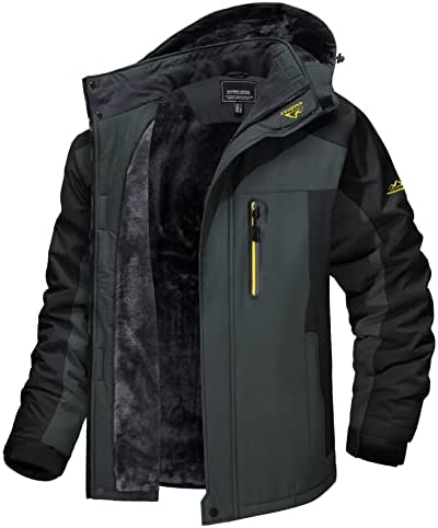 Herren wasserdichte winterjacke mit fleecefutter und kapuze