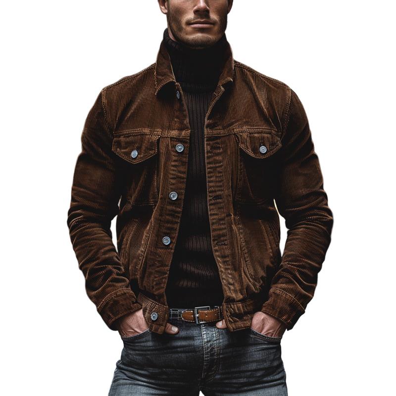 Herren Jacke mit Vintage-Korddesign