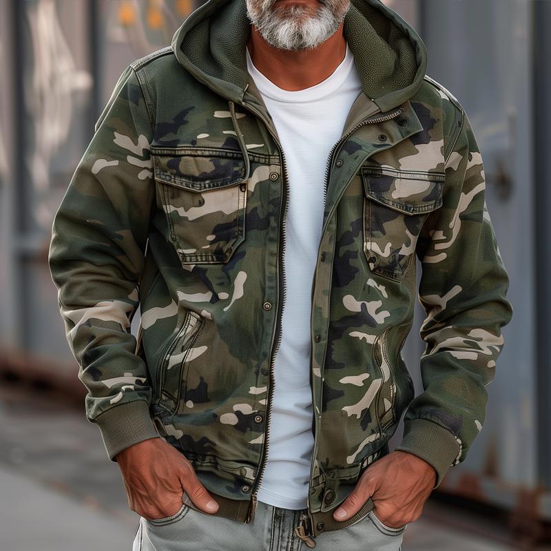 Herren Camouflage Cargo Jacke Mit Kapuze