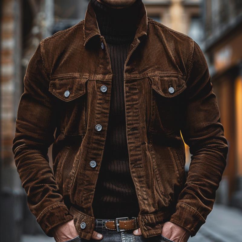 Herren Jacke mit Vintage-Korddesign