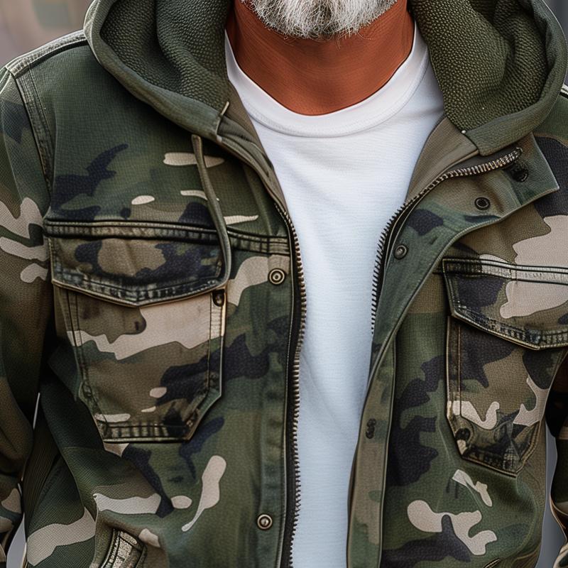 Herren Camouflage Cargo Jacke Mit Kapuze