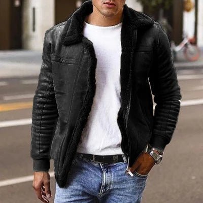 Herren Jacke mit Kunstfellfutter