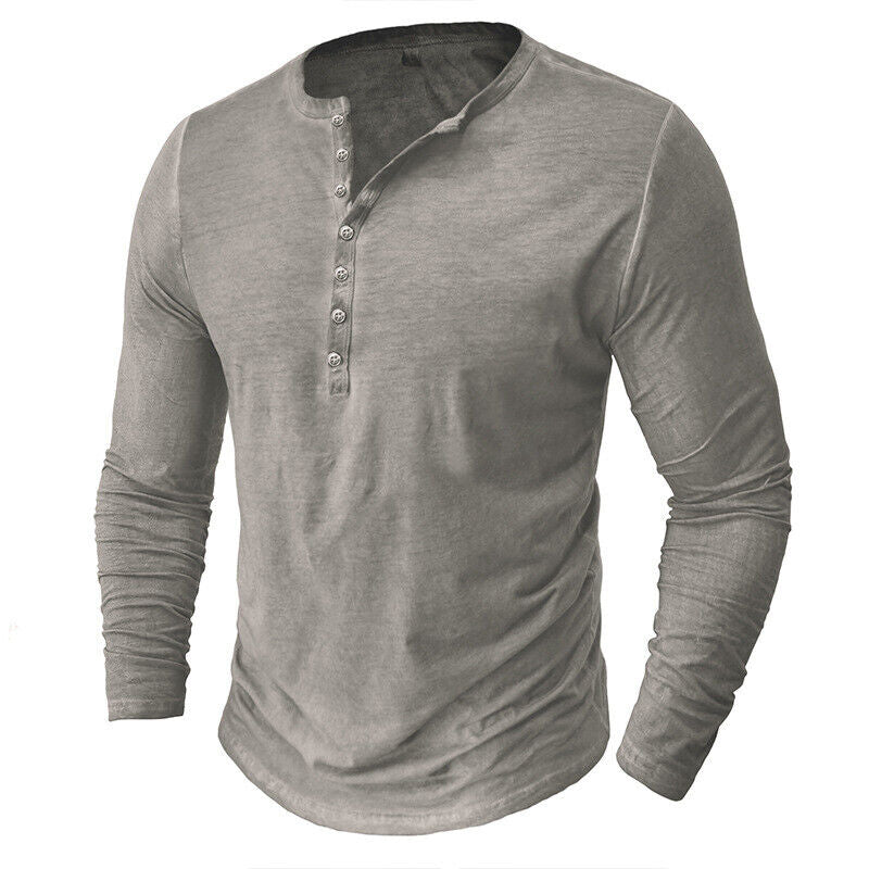 Herren Langärmeliges Henley-Hemd