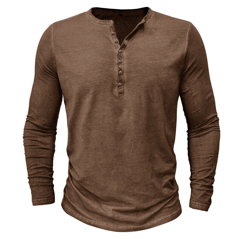 Herren Langärmeliges Henley-Hemd