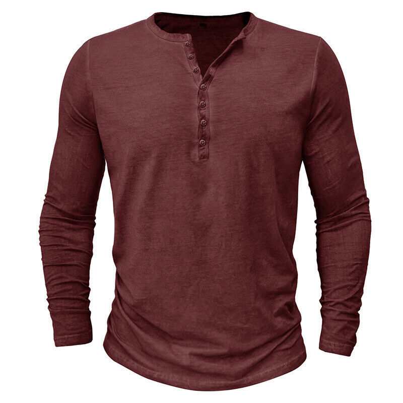 Herren Langärmeliges Henley-Hemd