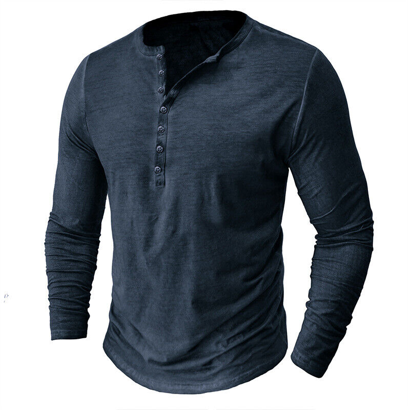 Herren Langärmeliges Henley-Hemd