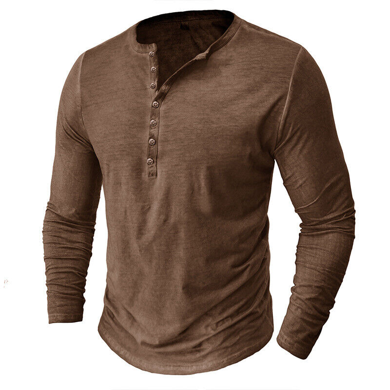 Herren Langärmeliges Henley-Hemd