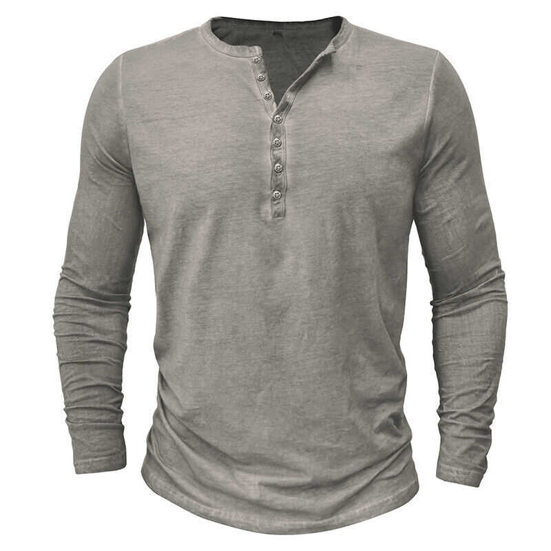 Herren Langärmeliges Henley-Hemd